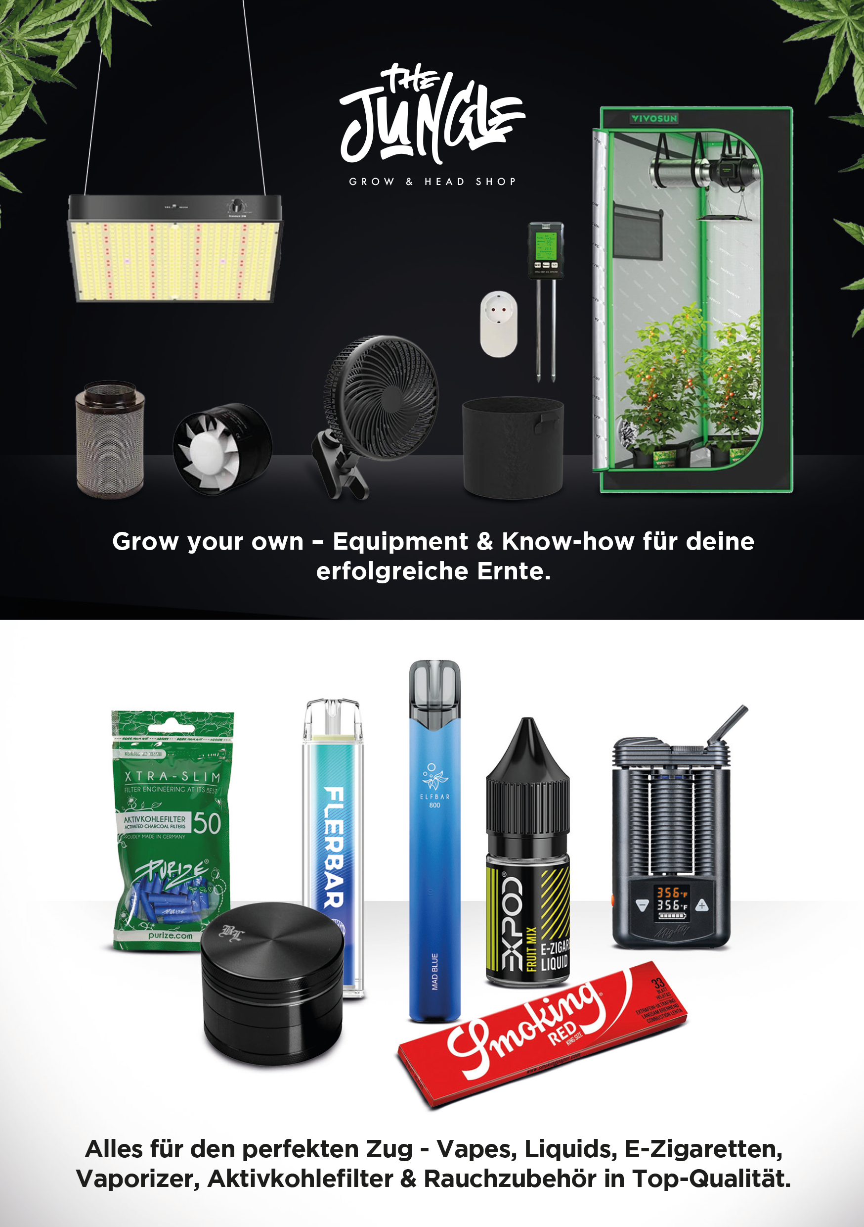 Flyer Seite 1 – Grow & Head Shop Übersicht